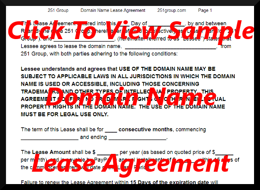 251 Group - Sample Domain Name Lease Agreement